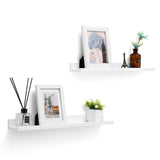 SONGMICS Floating Shelves Set of 2, Wall Shelves Ledge 23.6 x 3.9 Inches with Front Edge, for Picture Frames, Books, Spice Jars, Living Room, Bathroom, Kitchen, Easy Assembly, White ULWS60WT SONGMICS