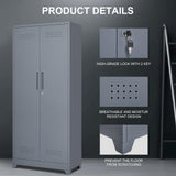 FLEXIMOUNTS 73'' Tall Metal Storage Cabinet with Locking Door, Large Cleaning Tool Organizer for Brooms, Garage, Laundry Room, Bathroom, Dark Grey FLEXIMOUNTS