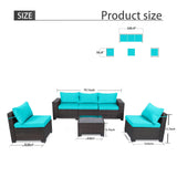 LEVELEVE 6 Pieces Outdoor Patio Furniture Sets,Rattan Conversation Sectional Set,Manual Weaving Wicker Patio Sofa,w/Table&Wide Armrest LEVELEVE