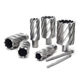 Annular Cutter Set 6pcs JESTUOUS 3/4 Inch Weldon Shank 2 Inches Cutting Depth 1 to 2 Cutting Diameter Two Flat HSS Slugger Bits for Drill Press with 2 Pilot Pins JESTUOUS