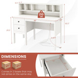 Tangkula White Desk with Drawers & Hutch, Modern Home Office Desk Writing Study Desk with Charging Station, Laptop Desk with 5 Storage Compartments, Computer Workstation Makeup Vanity Desk Tangkula