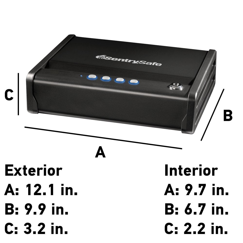 SentrySafe Gun Safe with Digital Keypad Lock, Pistol Safe with Capacity for One Handgun, Firearm Storage with Bolt Down Kit for Home, Car, QAP1E