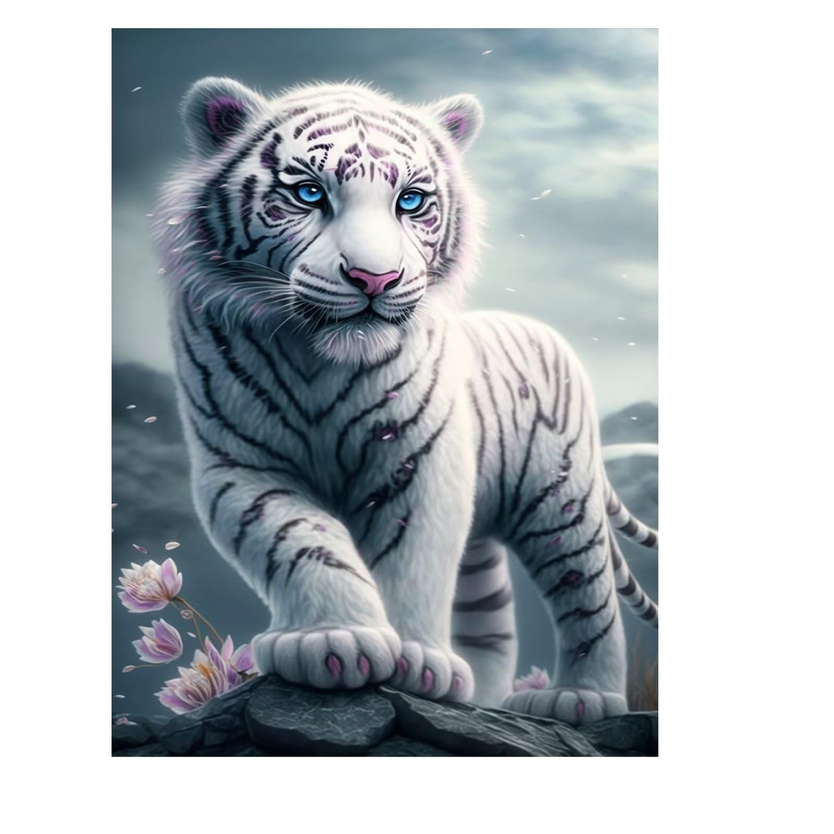 DIY Diamond Painting for Adults and Kids, White Tiger Diamond Painting Kit, Animal 5D Diamond Painting Diamond Art, Home Art Crafts 8x12 Inch Champi