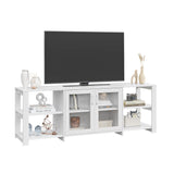 Panana 2 Doors TV Stand Television Stands Cabinet 4 Open Cubby Storage for Living Room for TVs up to 70 Inches (White) Panana