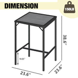 LZRS Outdoor Bar Table – 23.6" Square Heavy-Duty Steel Frame with Weather-Resistant HDPS Top,Durable Patio Bar Table for Garden, Balcony, Poolside, Grey LZRS
