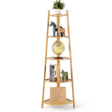 DRDINGRUI Bamboo Corner Shelf Stand for Display, 59'' Tall Storage Rack, 5-Tier Shelf for Organize DRDINGRUI