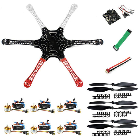 QWinOut F550 6-Axis Airframe RC Hexacopter Drone Kit DIY PNF Unassembly Combo Set with KK 2.3 Flight Controller ESC Motor Propeller QWinOut