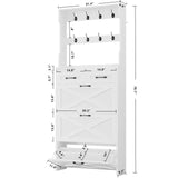 IRONCK Shoe Cabinet with 3 Flip Drawers & Coat Rack, Freestanding Wood Shoe Storage Organizer for Entryway, Hidden Narrow Shoe Rack Cabinet Organizer for Hallway Living Room, 2 in 1 Hall Tree White IRONCK