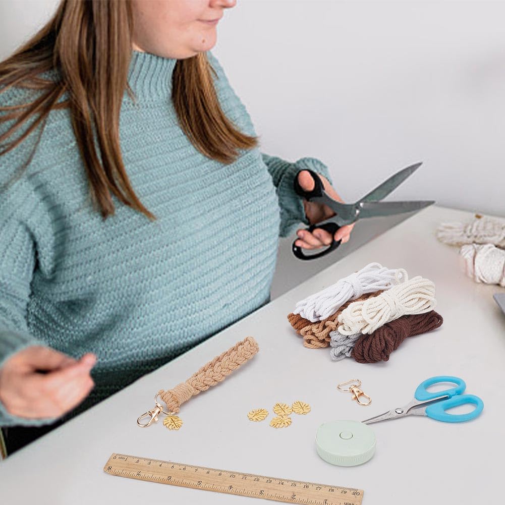 FREEBLOSS 6 Set Macrame Keychain Lanyard Kit DIY Macrame Palm Leaf Keychain Kit with Instruction Macrame Wristlet Macrame Hanging Decor DIY Macrame Kit for Beginners FREEBLOSS