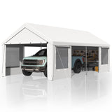 EROMMY 12' x 24' Heavy Duty Carport，Portable Garage with UV Protection & Steel Frame, Car Port with Removable Sidewalls, All-Season Car Canopy for Tractor, Truck, Boat, White EROMMY