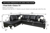 SIENWIEY Sectional Couch for Living Room Furniture Sets, Black Faux Leather Sofa Couch L Shape Couch Living Room Sofa with Chaise 2 Piece Using for Living Room(Black-1,Facing Left Chaise) SIENWIEY