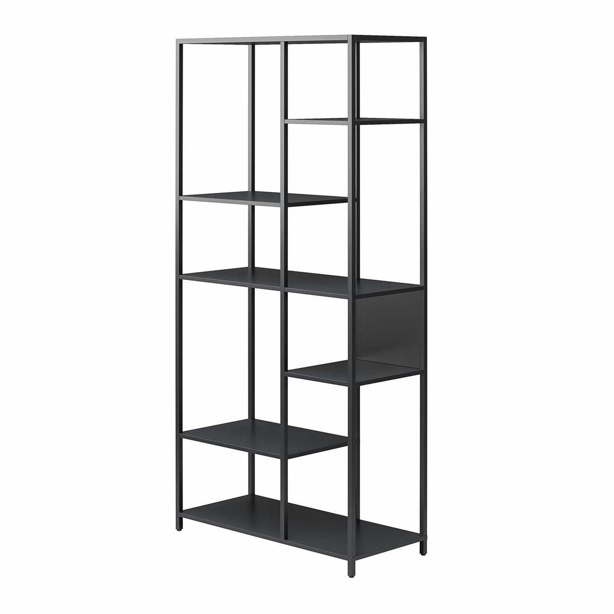 REALROOMS Shadwick 6-Shelf Metal Bookcase Room Divider for Living Room or Bedroom, Black REALROOMS