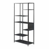 REALROOMS Shadwick 6-Shelf Metal Bookcase Room Divider for Living Room or Bedroom, Black REALROOMS