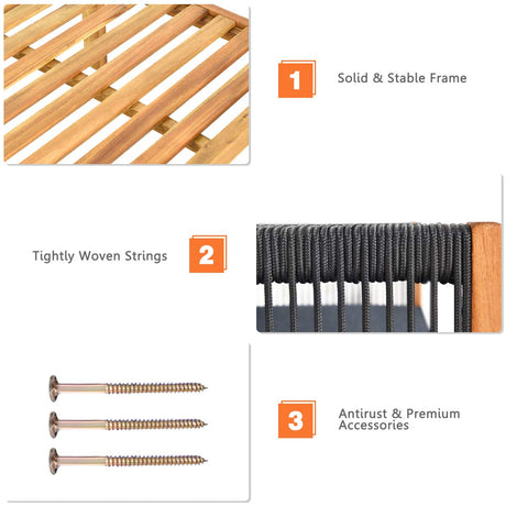 Tangkula L Shape Outdoor Furniture Set, 3 Piece Acacia Wood Patio Conversation Set, with 2 loveseats and Coffee Table, Garden Backyard Poolside Patio Seating Set Tangkula