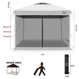 KAMPKEEPER Outdoor 10'x10' Pop Up Screened Canopy Tent with Netting Mesh Walls,4 Sandbags,1 Roller Bag (White Vented Top KAMPKEEPER