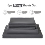 ILAVANDE King Size Sheets Set 6 Piece,Hotel Luxury Super Soft 1800 Series Microfiber Grey Bed Sheets King Set-Wrinkle Free & Breathable-14 Deep Pocket Sheets for King Size Bed(King,Grey) ILAVANDE
