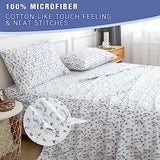 Twin Bed Sheet Set 3PC Printed Light Blue Flower Pattern Cooling 1800 Microfiber with Deep Pocket, Hotel Luxury, Soft, Breathable, Hypoallergenic, Wrinkle Free, Single Bedding for Kids, College Dorm KACEMOO