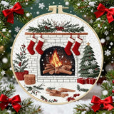 Zhenqing 11 Count Stamped Cross Stitch Kits for Adults Beginners, Hand Embroidery Christmas Ornaments kit with Instructions Embroidery Hoops,Christmas Stocking-Four-Piece Set(68446)