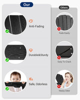 POWERWOOD Modern Adirondack Chair, Oversized HDPE Folding Adirondack Chairs Wood Texture, Higher Back Weather Resistant Outdoor Adirondack Chair Set with Cup Holder, Plastic Fire Pit Chairs (Black) POWERWOOD