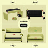 Zoxeions 51" Small Loveseat Sofa, Comfy Teddy Fabric with LED Mood Lighting Perfect for Bedroom, Living Room & Small Spaces, Tool-Free Assembly, Solid Wood Mini Couch for Apartment, Dorm Zoxeions