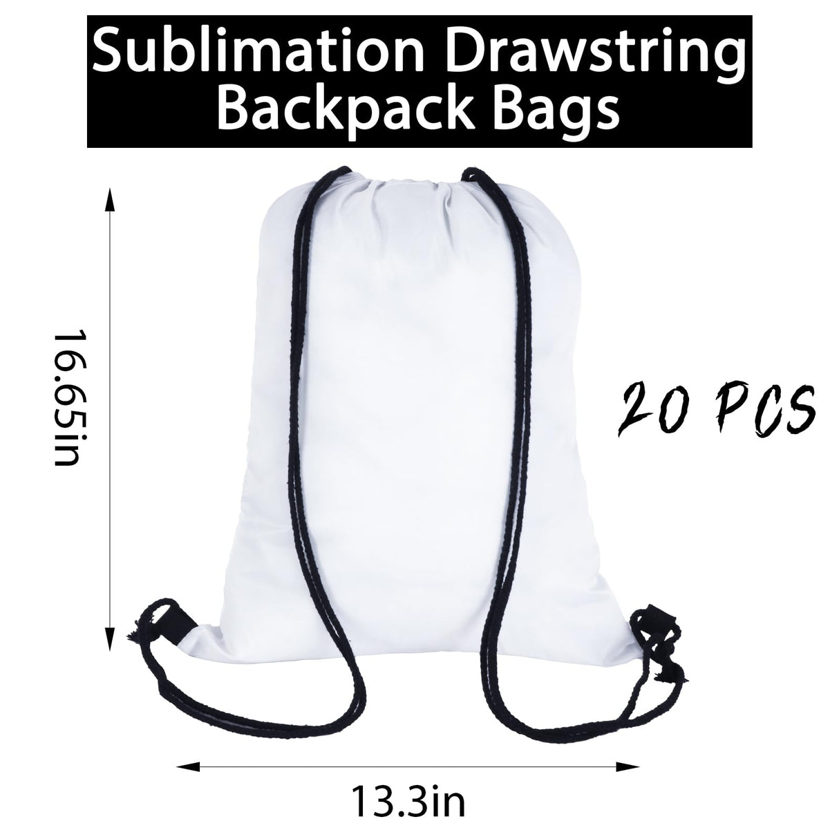 MAIKESUB 20 Pieces Sublimation Drawstring Backpack Bags Cinch Sack with String DIY Gym Sports Sackpack Lightweight MAIKESUB