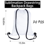 MAIKESUB 20 Pieces Sublimation Drawstring Backpack Bags Cinch Sack with String DIY Gym Sports Sackpack Lightweight MAIKESUB