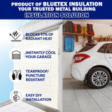 BlueTex Insulationㅤ Insulation White Reflective Foam Core Tearproof 2 Car Garage Door Insulation Kit 18FT (Wide) x 7FT (HIGH) to Cool Your Garage. Complete DIY Installation Kit BlueTex Insulation