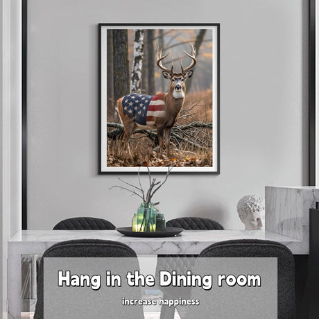 ACANDYL Deer DIY Paint by Numbers Kit for Adults Paint by Numbers Beginner Canvas Painting by Number American Flag DIY Acrylic Oil Painting on Canvas Arts Craft Decoration 16x20 Inch ACANDYL
