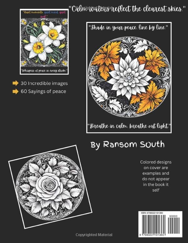 Mindfull Creations : Relaxing Adult Coloring Book Floral Edition: Relieve Stress with 30 Intricate Mandala Inspired Floral Designs (Mindfullness Color) WoodArtSupply