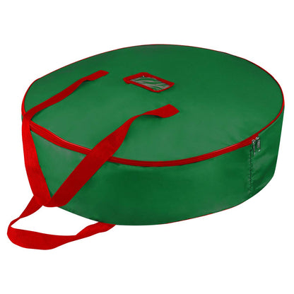 TQS 36" Christmas Wreath Storage Bag - Christmas Large Wreath Storage Container 36 inch- Heavy Duty Reinforced Wide Handle and Double Sleek Zipper - Protect Your Party Decorations Garland - Green