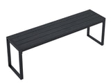 VICLLAX 3-Person Outdoor Bench 53" Long Garden Bench Metal Frame Backless Porch Patio Bench, Black VICLLAX