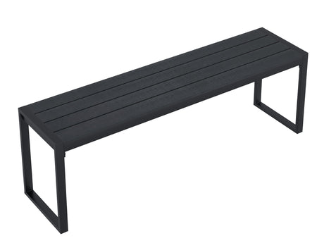 VICLLAX 3-Person Outdoor Bench 53" Long Garden Bench Metal Frame Backless Porch Patio Bench, Black VICLLAX