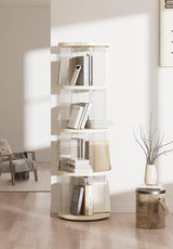 360 Acrylic Rotating Bookshelf for Adults and Kids.4 Tier Clear Tall nightstand,with Multi Layer.Swivel Bookcase for Display.Spinning and Turning revolving Bookshelf Tower. WoodArtSupply