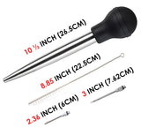 KAYCROWN Stainless Steel Turkey Baster Commercial Grade Quality Rubber Bulb Including 2 Marinade Injector Needles and Brush for Easy Clean Up KAYCROWN