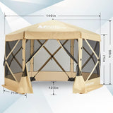 MASTERCANOPY Portable Screen House Room Pop up Gazebo Outdoor Camping Tent with Carry Bag(12x12, Beige) MASTERCANOPY