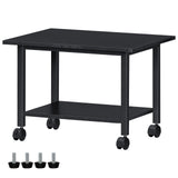 Lerliuo Under Desk Printer Stand, 2-Tier Industrial Mobile Printer Table with Storage Shelf and Steel Frame, Rolling Printer Cart Holder with Lockable Wheels for Home, Office (Black) Lerliuo