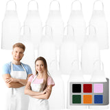 GREEN LIFESTYLE 12 Pack Bib Apron - Unisex White Aprons, Machine Washable Aprons for Men and Women, Kitchen Cooking BBQ Aprons Bulk (Pack of 12, No Pockets, White) GREEN LIFESTYLE