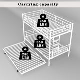 HomJoones Metal Bunk Bed Frame,Twin Over Twin Metal Bunk Bed with Trundle Heavy Duty Twin Size Metal Bunk Beds Frame with 2 Side Ladders Convertible Bunkbed,No Box Spring Needed (White) HomJoones