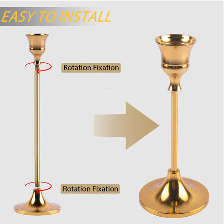 Candlestick Holders,Taper Candle Holder for Candlesticks Gold Brass Vintage Candle Stick Candle Holder Candelabra Candle Holder for Fireplace Party Dining Home BEZURA