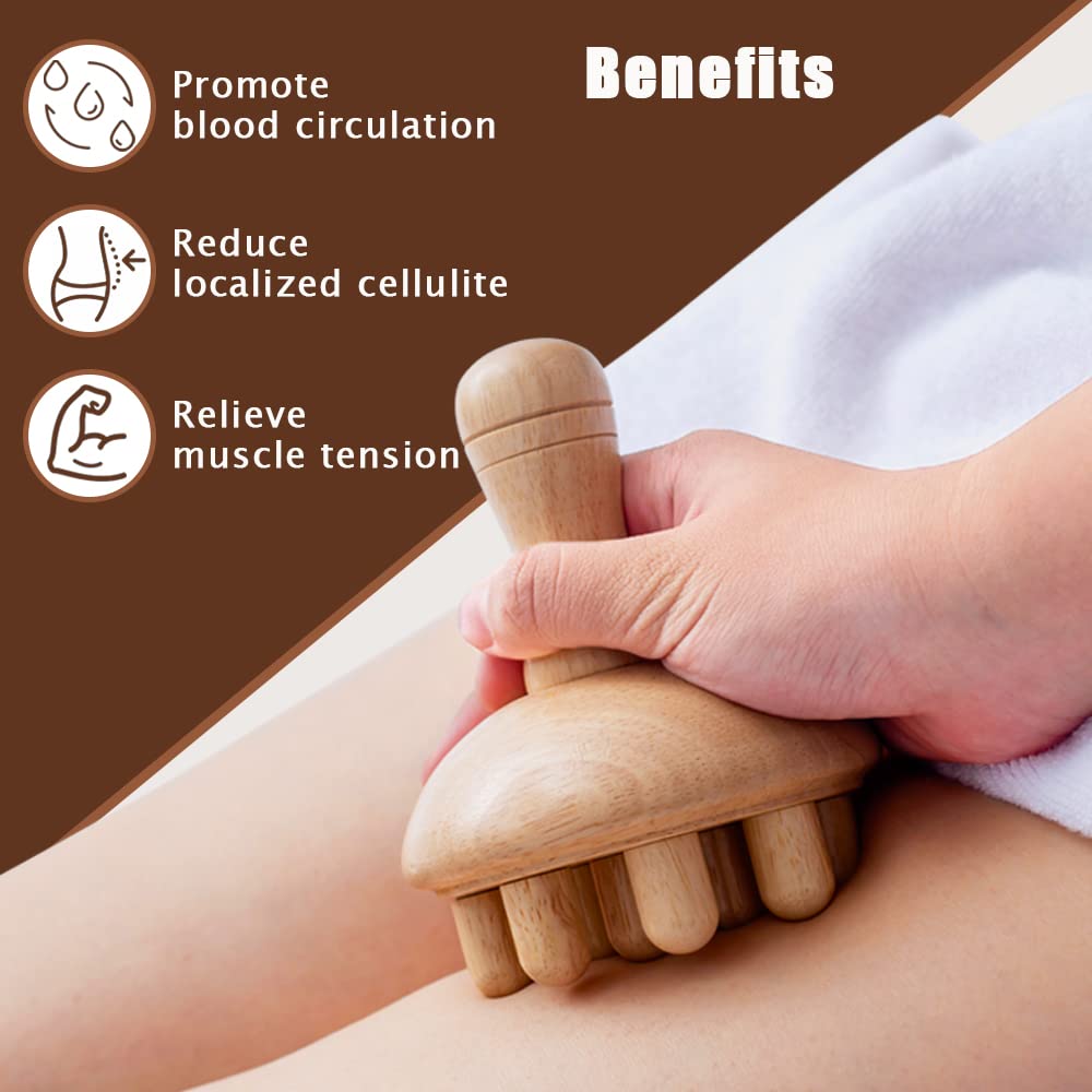 zhijiazhi Wooden Mushroom Shape Massager | Manual Wood Therapy Massage Tool, Anti Cellulite, Maderoterapia, Lymphatic Drainage, Relief Muscle Tension, for Full Body Use zhijiazhi