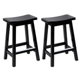 PayLessHere Bar Stools Set of 2, Wooden Saddle Stools 24 Inch Heigh, Bar Chairs Seat with Footrests and Industrial, Kitchen Counter Stools for Restaurant, Bistro Bar and Home Dining PayLessHere