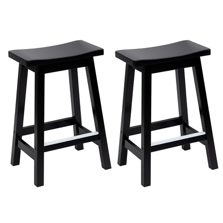 PayLessHere Bar Stools Set of 2, Wooden Saddle Stools 24 Inch Heigh, Bar Chairs Seat with Footrests and Industrial, Kitchen Counter Stools for Restaurant, Bistro Bar and Home Dining PayLessHere