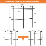 Aheaplus Industrial Pipe Clothing Rack, Reversible 79.7'' Clothes Rack for Hanging Clothes, Heavy Duty Garment Racks Closet Wardrobe with LED Lights& Shelves, Walk-in Closet System, Black Aheaplus