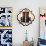 VILUXY Wood Wall sconces Retro Industrial Geometric Lantern Bedside Wall Sconce Lighting Fixture Black Wall Lamp for Bedroom, Hallway, Entryway, Passway, Dining Room 2 Pack VILUXY