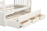 Harper&Bright Designs Twin Over Twin Bunk Bed with Safety Rail, Ladder, White Twin Trundle Bed with 3 Drawers for Kids, Teens Bedroom, Guest Room Furniture Harper & Bright Designs