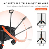 Hikevent Collapsible Wagon Cart Foldable with 220lbs Weight Capacity, Utility Grocery Shopping Cart with Wheels, Lightweight Portable Folding Wagon for Garden Sports Beach and Camping, Black Hikevent