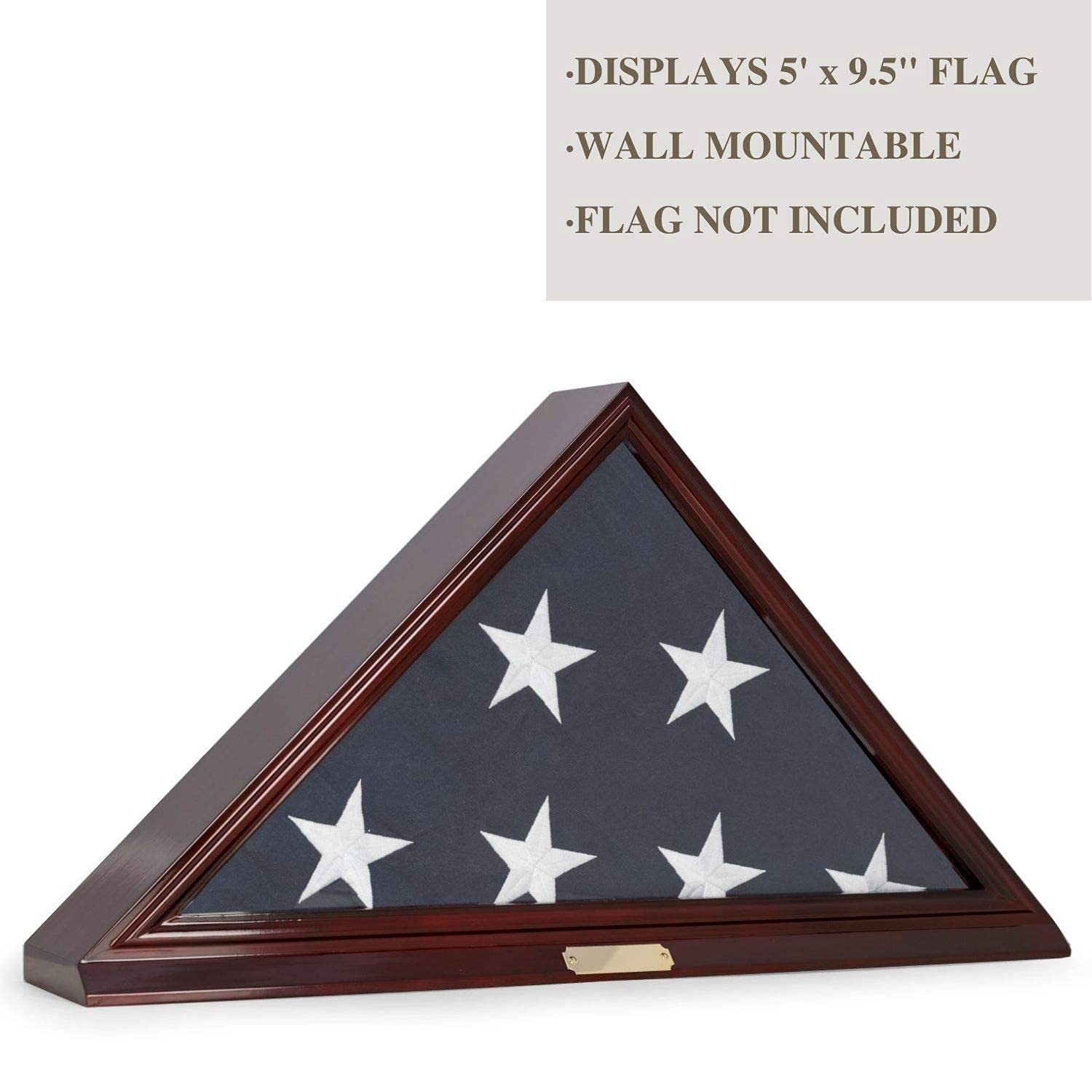 Custom Personalized Solid Wood Triangle Glass Front Flag Display case - WoodArtSupply