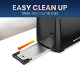 Elite Gourmet ECT1027B Cool Touch Toaster with 6 Temperature Settings & Extra Wide 1.25" Slots for Bagels, Waffles, Specialty Breads, Puff Pastry, Snacks, ETL Certified, 2 Slices, Black Elite Gourmet