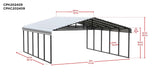 Arrow Carports Galvanized Steel Carport, Double Car Metal Carport Kit, 20' x 24' x 9', Charcoal Arrow Shed
