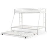 KOMFOTT Twin Over Full Bunk Bed with Trundle, Heavy-Duty Metal Bunk Bed Frame with Guardrail & 2 Ladders, Space-Saving Bunk Bed for Kids/Teens/Adults, No Box Spring Needed KOMFOTT
